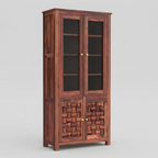 Wooden cabinet with glass doors for living room furniture Jodhpur
