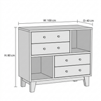 Averra Wooden Storage Chest of Drawers & Open Shelf | Modern Organizer Unit