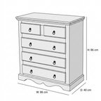 Solid Wood Chest of Drawers | Wide Wooden Storage Cabinet with 5 Drawers for Bedroom