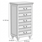 Solid Wood Chest of Drawers | Narrow Wooden Storage Cabinet with 5 Drawers for Bedroom
