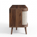 Averra Cane TV Unit | Modern Wooden Media Console with Storage & Sliding Doors