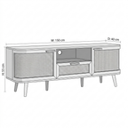 Averra Cane TV Unit | Modern Wooden Media Console with Storage & Sliding Doors