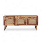Solid Wood & Rattan Tv Unit | Boho Storage Units