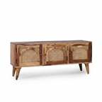 Solid Wood & Rattan Tv Unit | Boho Storage Units