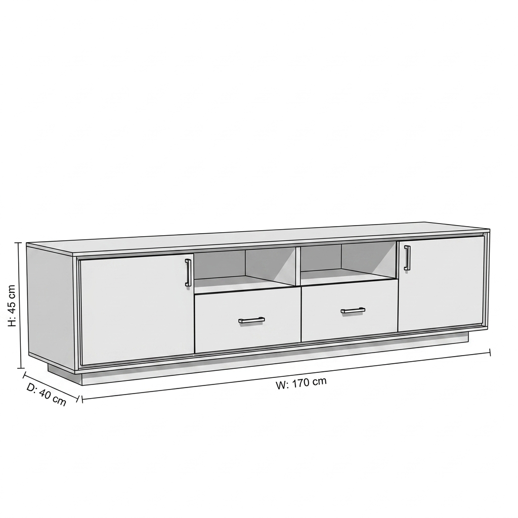 Modern Solid Wood TV Unit | Minimalist Media Entertainment Console