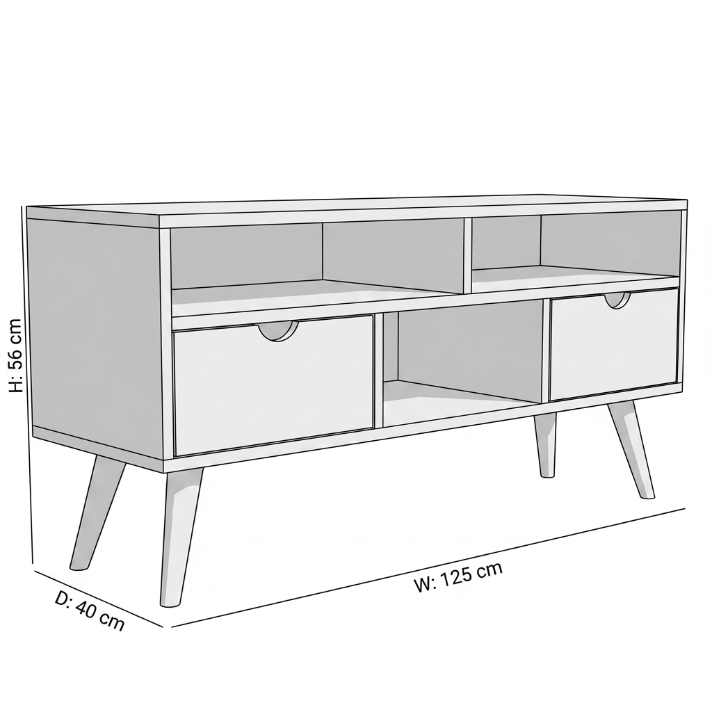 Modern Solid Wood TV Unit | Mid-Century Entertainment Console
