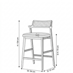 Elowen Cane Bar Chair | Modern Upholstered Counter Stool