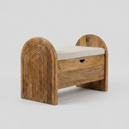 ArcNest Solid Wood Storage Bench | Modern Sculptural Wooden Bench Chest