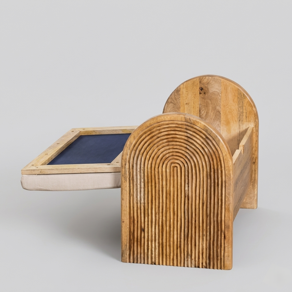 ArcNest Solid Wood Storage Bench | Modern Sculptural Wooden Bench Chest