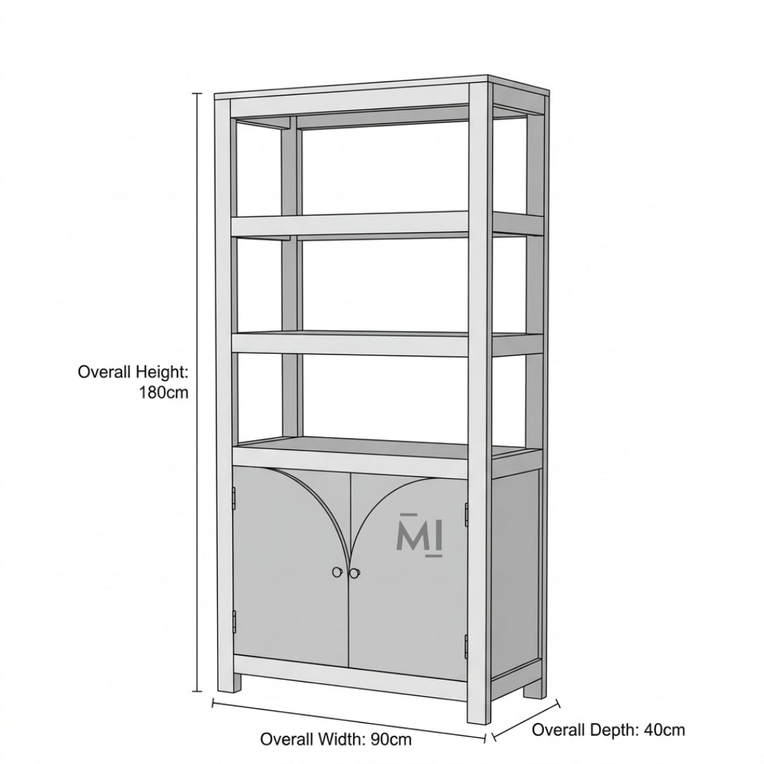 Arcus Wooden Bookshelf Cabinet | Display & Storage Unit