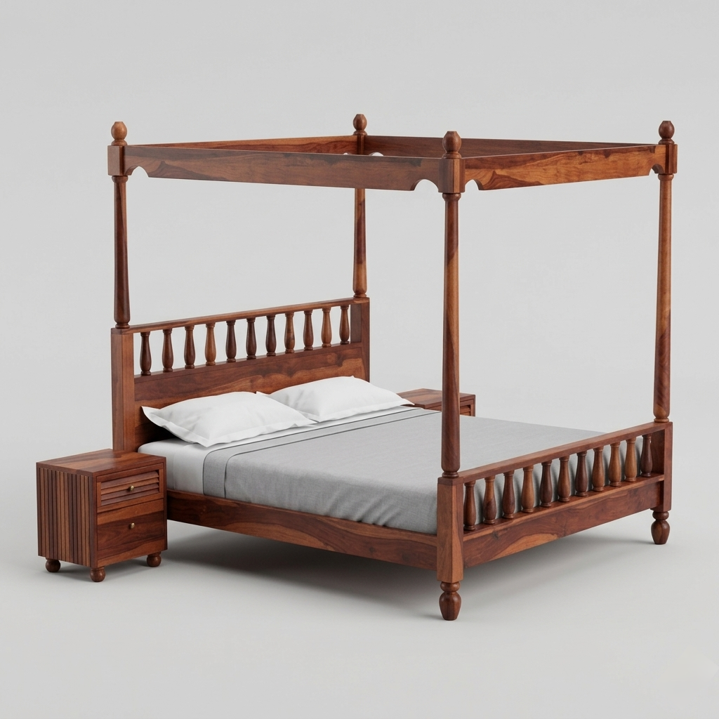 Aurelian Four Poster Bed | Classic Wooden Poster Bed with Spindle Detailing