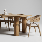 Modern fluted pedestal solid wood dining table