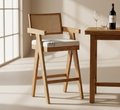 Aurelle Cane Bar Chair | Modern Solid Wood Counter Stool