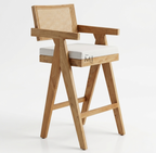 Aurelle Cane Bar Chair | Modern Solid Wood Counter Stool
