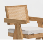 Aurelle Cane Bar Chair | Modern Solid Wood Counter Stool