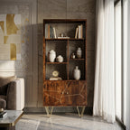 luxury wooden display cabinet with gold design