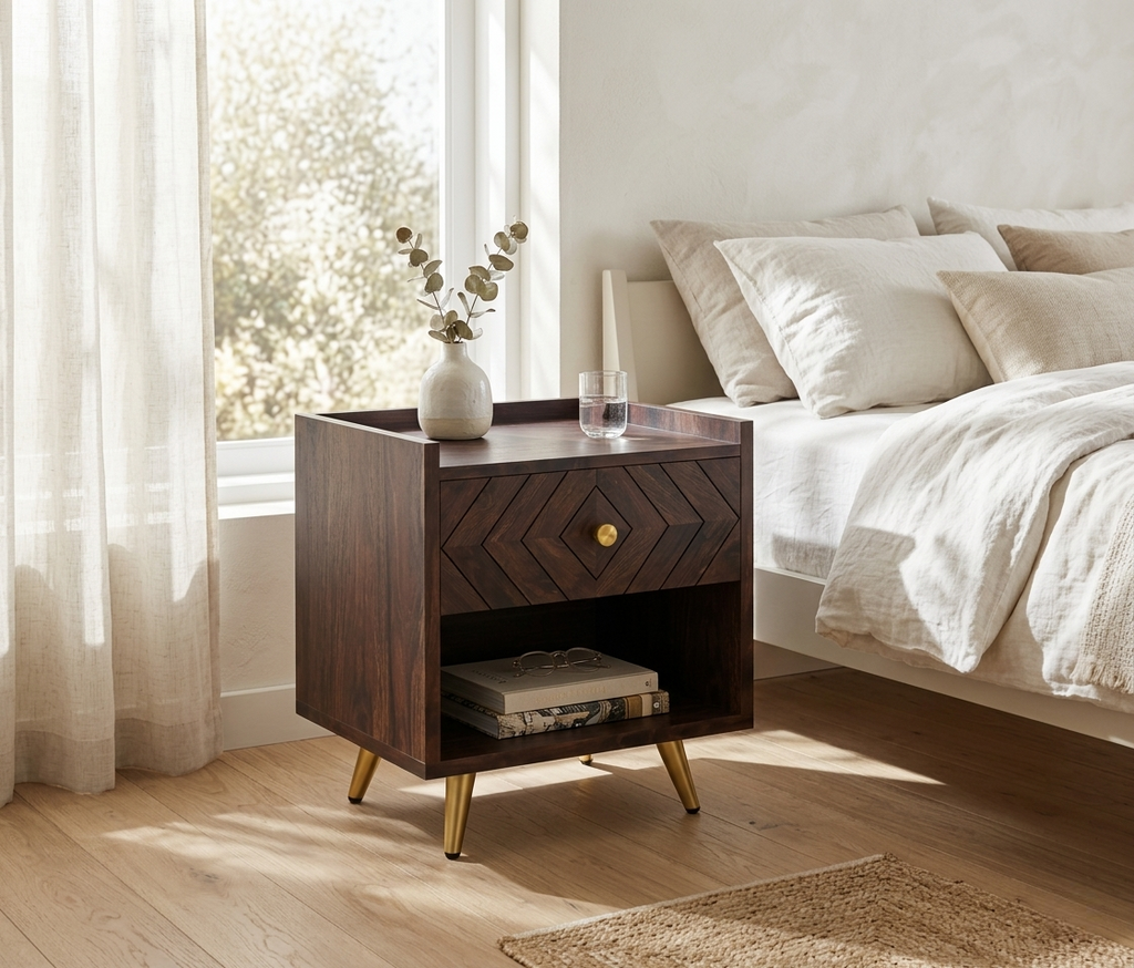 Averon designer bedside table modern wooden side table India