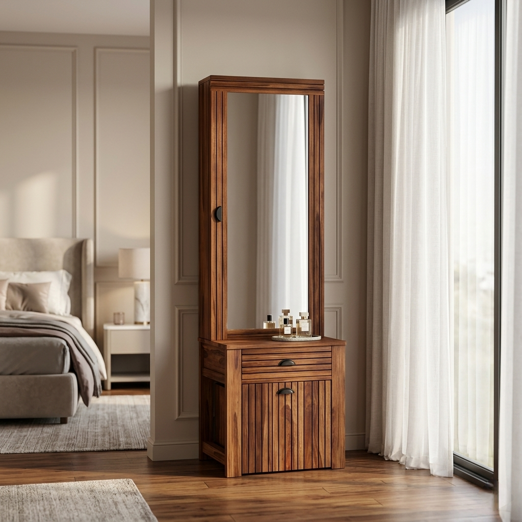 Averon wooden dressing table with mirror solid wood furniture