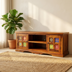 Averra artisan tile TV unit solid wood media console India