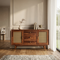 Averra Cane Sideboard | Modern Wooden Storage Cabinet with Drawers & Sliding Doors solid wood furniture India handcrafted design