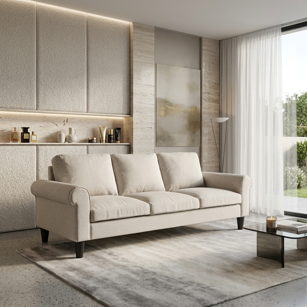 Averra Elvara fabric sofa modern 3 seater upholstered couch for living room in India