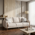 Averra Elvion wooden accent sofa modern 3 seater with fabric upholstery in India