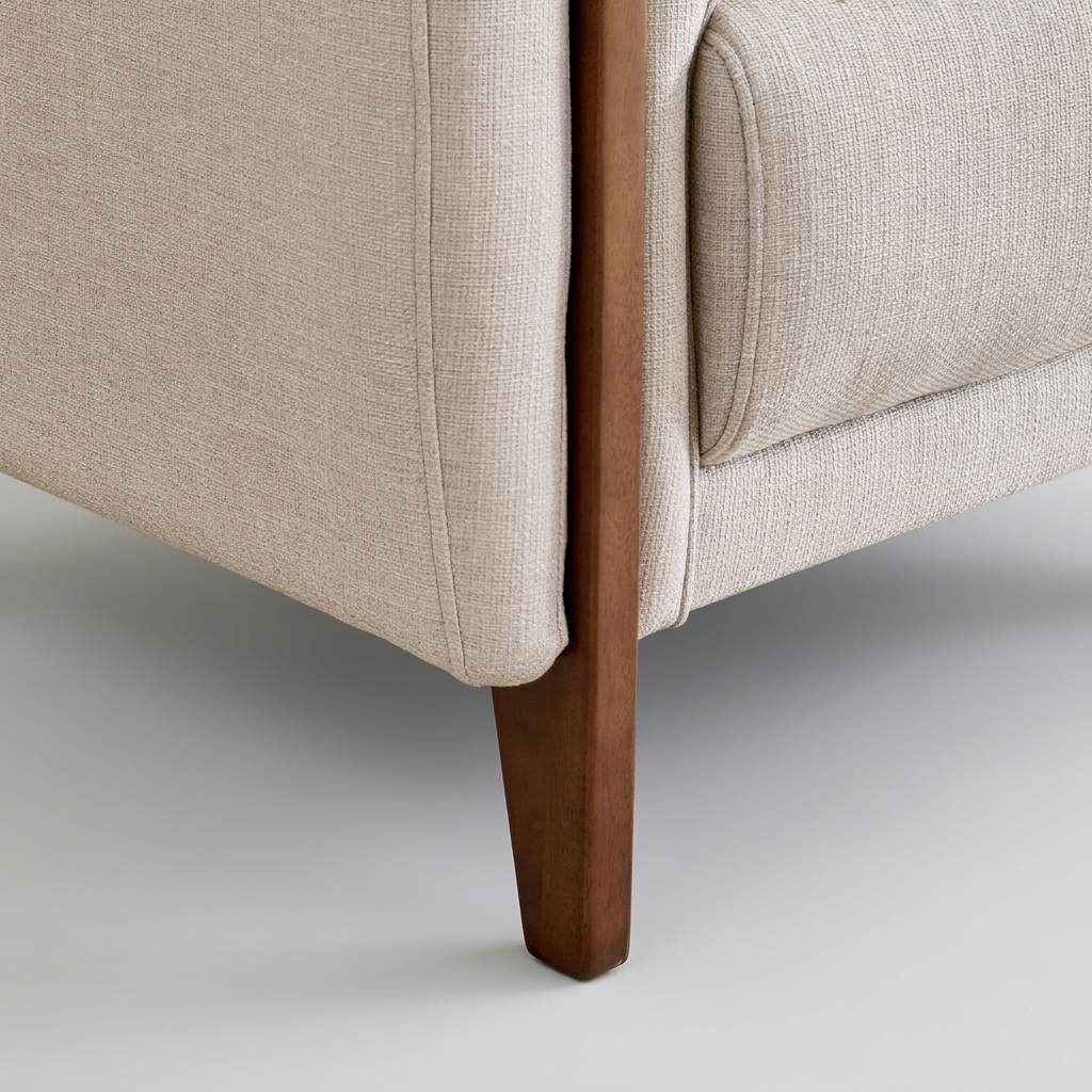Averra Elvion Wooden Accent Sofa | Modern 3-Seater with Cushions Fabric Upholstery