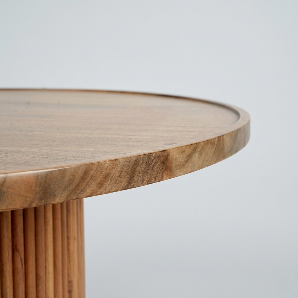Averra Fluted Coffee Table | Solid Wood Round Center Table
