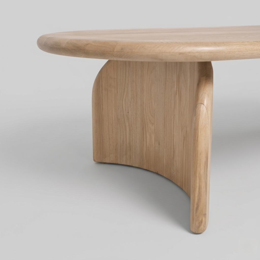 Averra Sculptural Wooden Coffee Table  Modern Curved Base Center Table