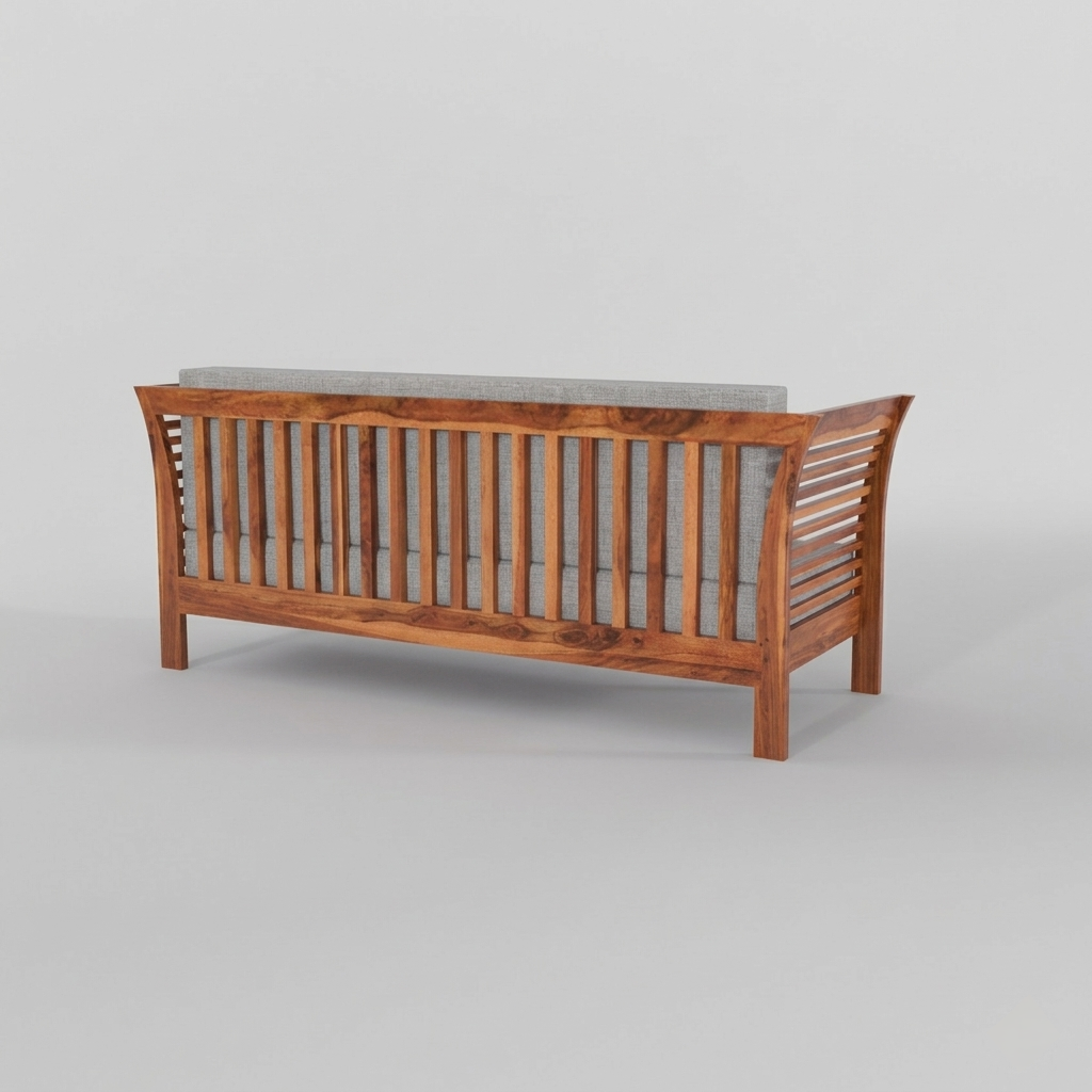 Averra Slatted Wood Sofa | Modern Solid Wood Couch with Cushions(3+1+1 Set)