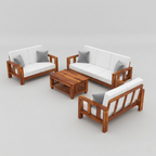 Wooden sofa set 3 2 1 with cushions solid wood living room furniture