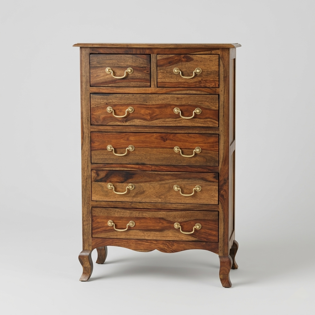 Averra tall wooden chest of drawers storage cabinet for bedroom furniture in India