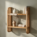Boho Cane Wall Shelf | Handmade Wooden Decorative Floating Shelf