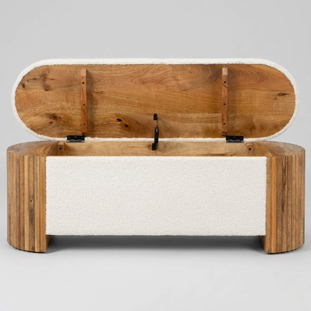 Contemporary upholstered storage bench for bedroom and entryway