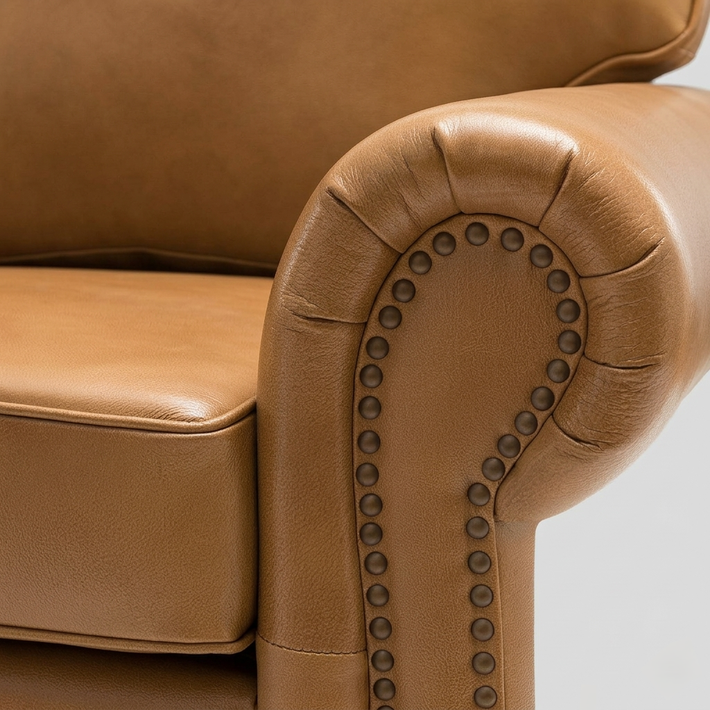 Camel Crest Leather Sofa | Luxury Tan 3 Seater Couch
