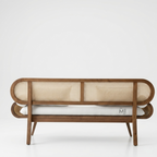 CaneAura Solid Wood Bench | Modern Rattan Cane Lounge Couch