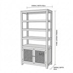 CaneCraft Wooden Bookshelf Cabinet | Rattan Storage Unit