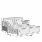 Measurement chart of a bed with dimensions labeled