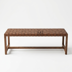 Brown woven bench on a white background