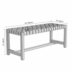 Measurement chart of a bench with dimensions labeled