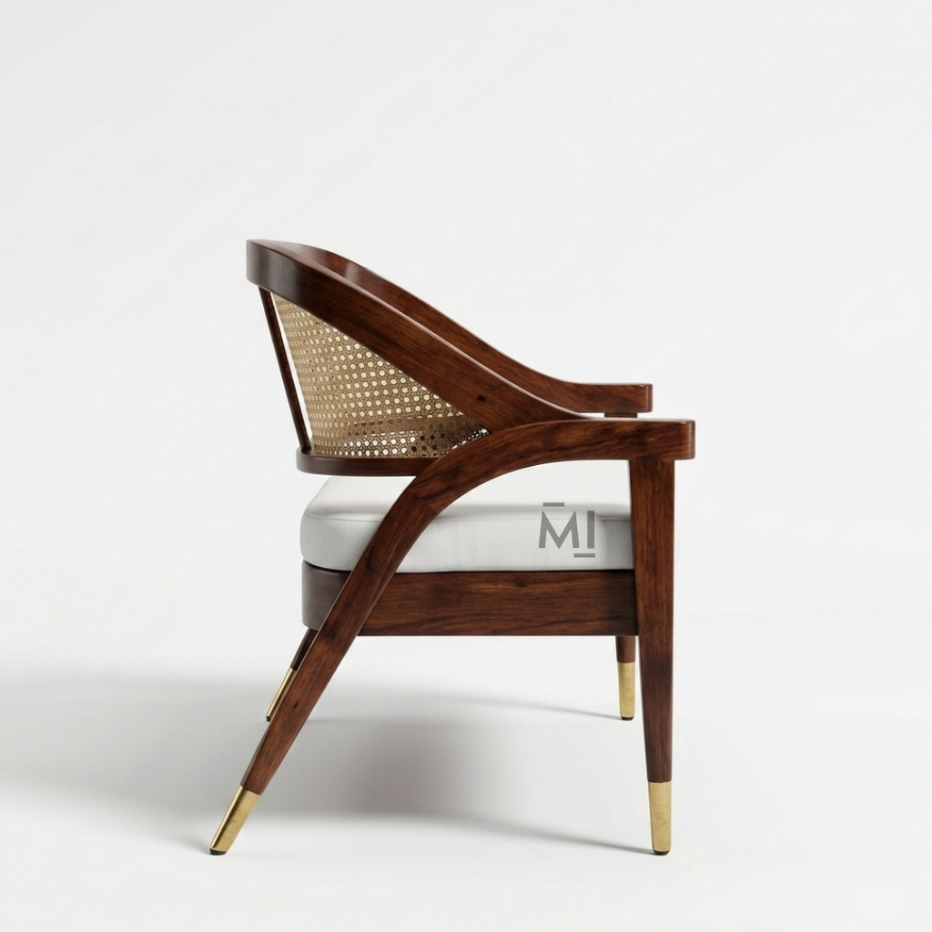 CaneLuxe Solid Wood Bench | Premium Rattan Cane Lounge Couch