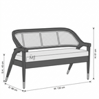 Measurement chart of a bench with dimensions labeled