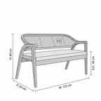 CaneVista Solid Wood Lounge Bench | Modern Rattan Cane Accent Bench