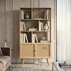 wooden cane display cabinet with shelves