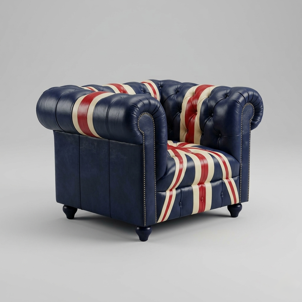 Chesterfield Union Jack armchair luxury leather tufted accent chair for living room in India