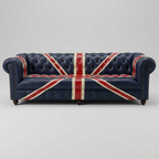 Union Jack leather sofa Chesterfield style 3 seater premium couch in US