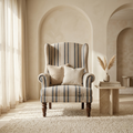 Classic striped wingback armchair in a luxury interior setting