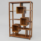 cube design wooden bookshelf