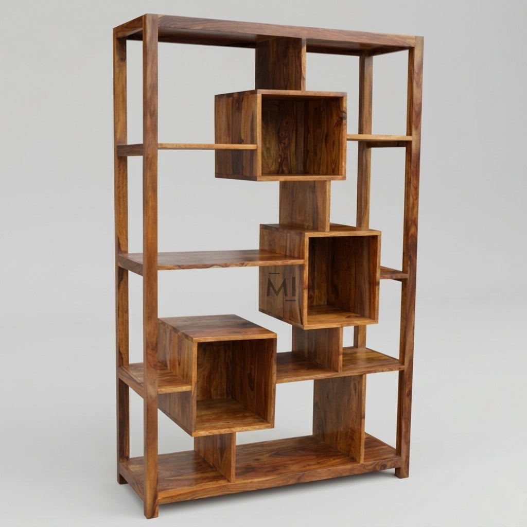 Cubora Display Unit | Solid Wood Geometric Shelf
