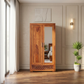 Elira wooden wardrobe with mirror storage furniture for bedroom in India